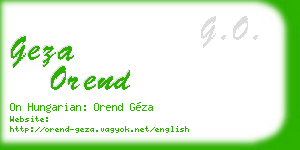 geza orend business card